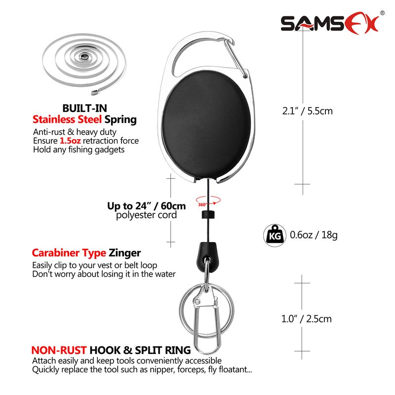 SAMSFX Fishing Quick Knot Tying Tool 3.7" Large Size 4 in 1 Mono Line Clipper with Zinger Retractor Combo - Image 4